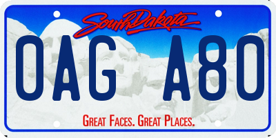 SD license plate 0AGA80