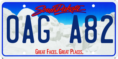 SD license plate 0AGA82