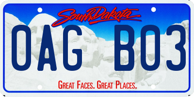 SD license plate 0AGB03