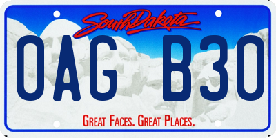 SD license plate 0AGB30