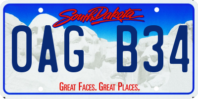 SD license plate 0AGB34