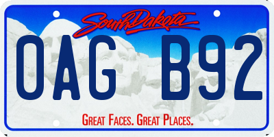 SD license plate 0AGB92