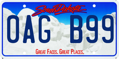 SD license plate 0AGB99