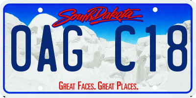 SD license plate 0AGC18