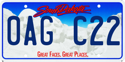 SD license plate 0AGC22