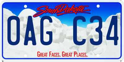 SD license plate 0AGC34