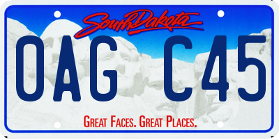 SD license plate 0AGC45