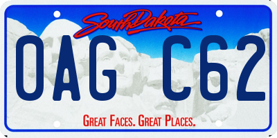 SD license plate 0AGC62