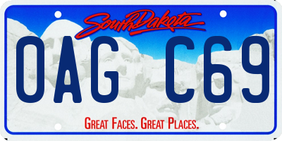 SD license plate 0AGC69