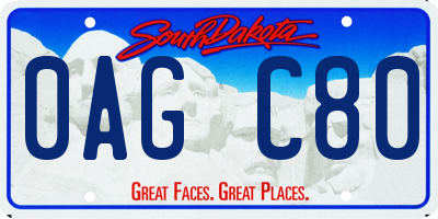 SD license plate 0AGC80