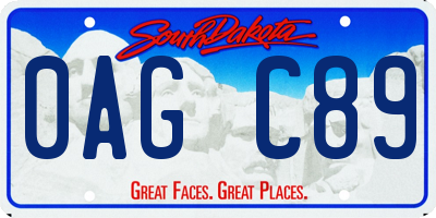 SD license plate 0AGC89