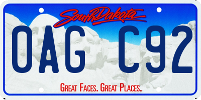 SD license plate 0AGC92