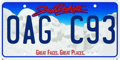 SD license plate 0AGC93