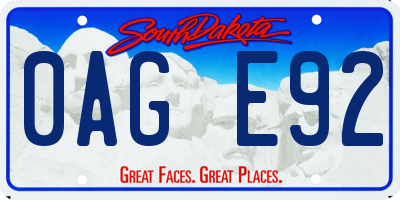 SD license plate 0AGE92