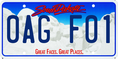 SD license plate 0AGF01