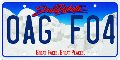 SD license plate 0AGF04