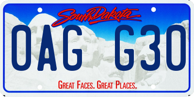 SD license plate 0AGG30