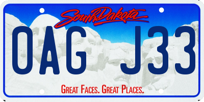 SD license plate 0AGJ33