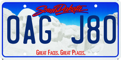 SD license plate 0AGJ80