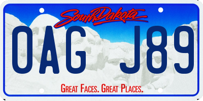 SD license plate 0AGJ89