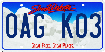 SD license plate 0AGK03