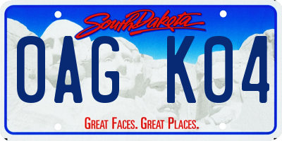 SD license plate 0AGK04