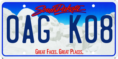 SD license plate 0AGK08