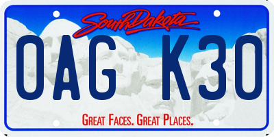 SD license plate 0AGK30