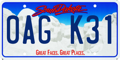 SD license plate 0AGK31