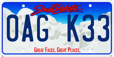 SD license plate 0AGK33