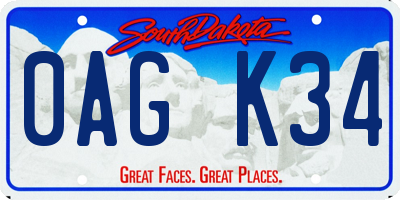 SD license plate 0AGK34