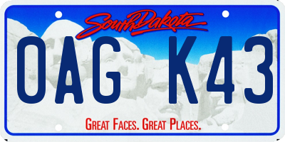 SD license plate 0AGK43