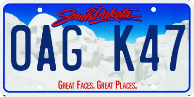 SD license plate 0AGK47