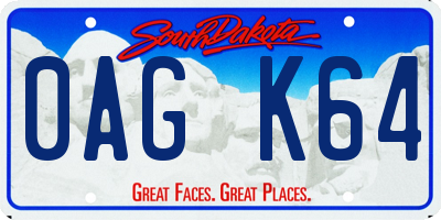 SD license plate 0AGK64