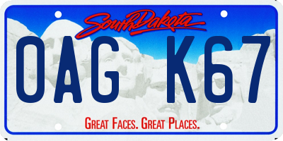 SD license plate 0AGK67