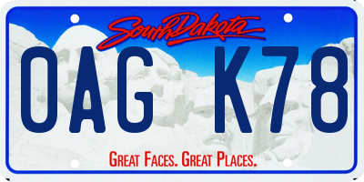 SD license plate 0AGK78