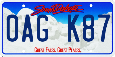 SD license plate 0AGK87