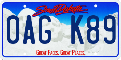 SD license plate 0AGK89