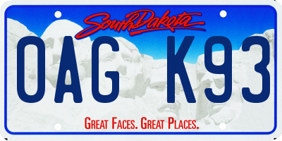 SD license plate 0AGK93