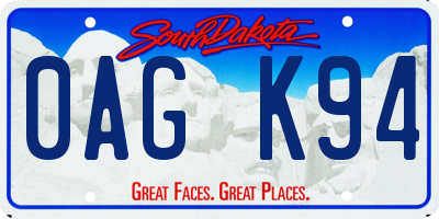 SD license plate 0AGK94