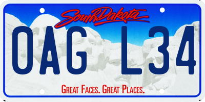 SD license plate 0AGL34