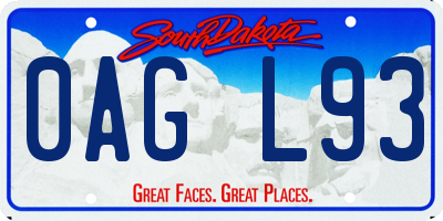 SD license plate 0AGL93