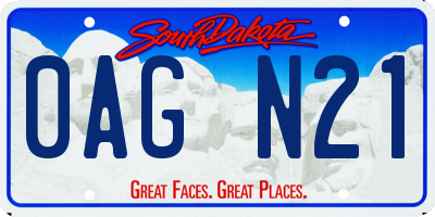 SD license plate 0AGN21