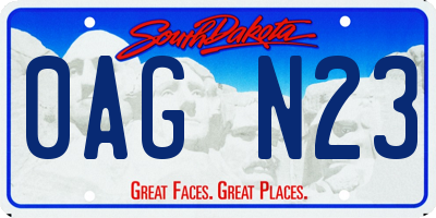 SD license plate 0AGN23