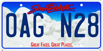 SD license plate 0AGN28