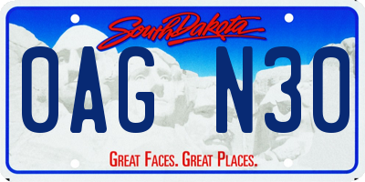 SD license plate 0AGN30