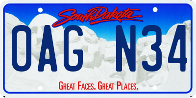 SD license plate 0AGN34