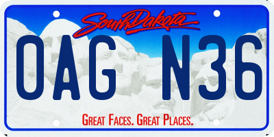 SD license plate 0AGN36