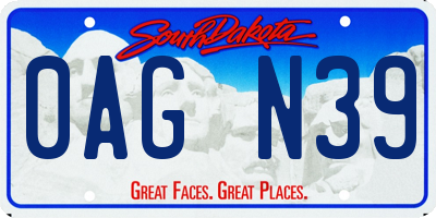 SD license plate 0AGN39