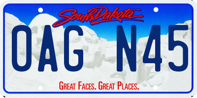 SD license plate 0AGN45